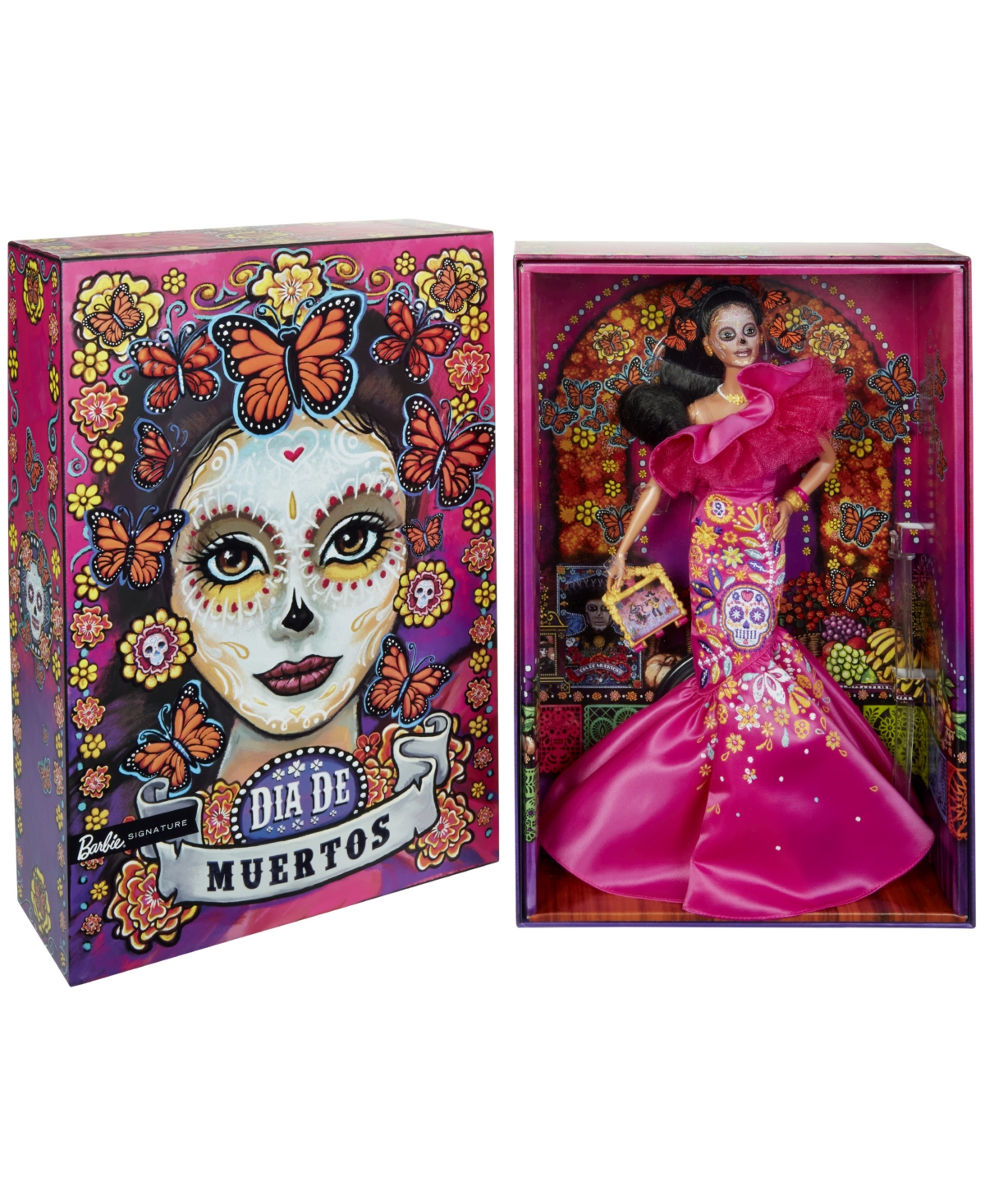 Barbie Signature 2023 Dia De Muertos Collector Doll In Ruffled Pink Gown In Multi-color