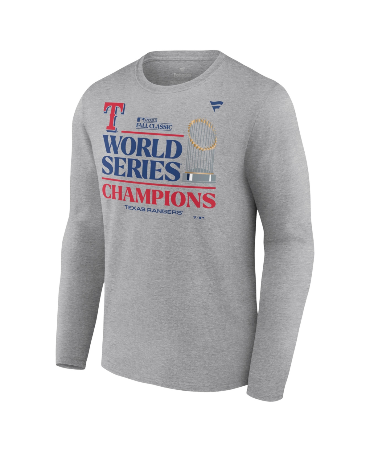 Men's FanaticsTexas Rangers 2023 World Series Champions Locker Room Long Sleeve T-shirt - Heather Gray