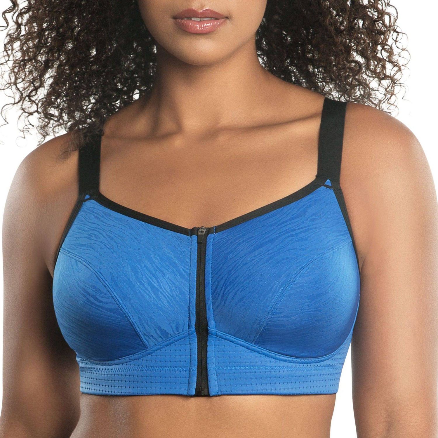Plus Size Wave Wire-free Zip Front Sports Bra