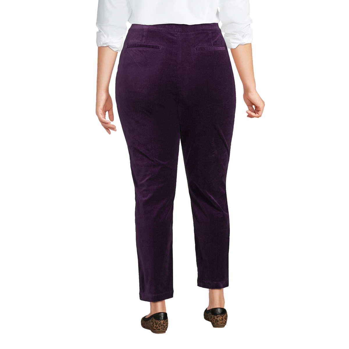 Lands' End Plus Size Velvet High Rise Pintuck Pencil Ankle Pants