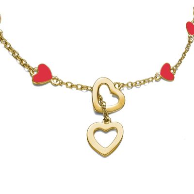 White Gold Plated or 14K Gold Plated Double Halo Heart Dangle Charm Station Bracelet, Adjustable in Length