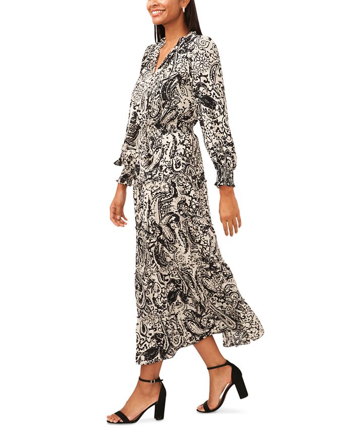 MSK Women's Paisley-Print Tiered Maxi Dress - Macy's