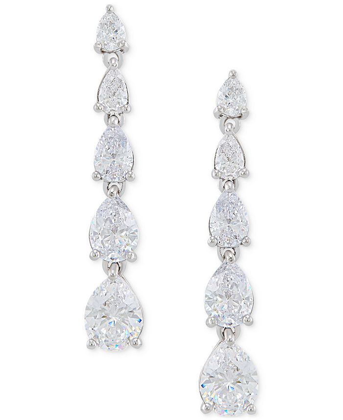 Arabella Cubic Zirconia Graduated Linear Earrings in Sterling