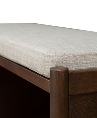 42" Arcadia Wide Accent Wood Bench with Storage and Upholstered Cushion