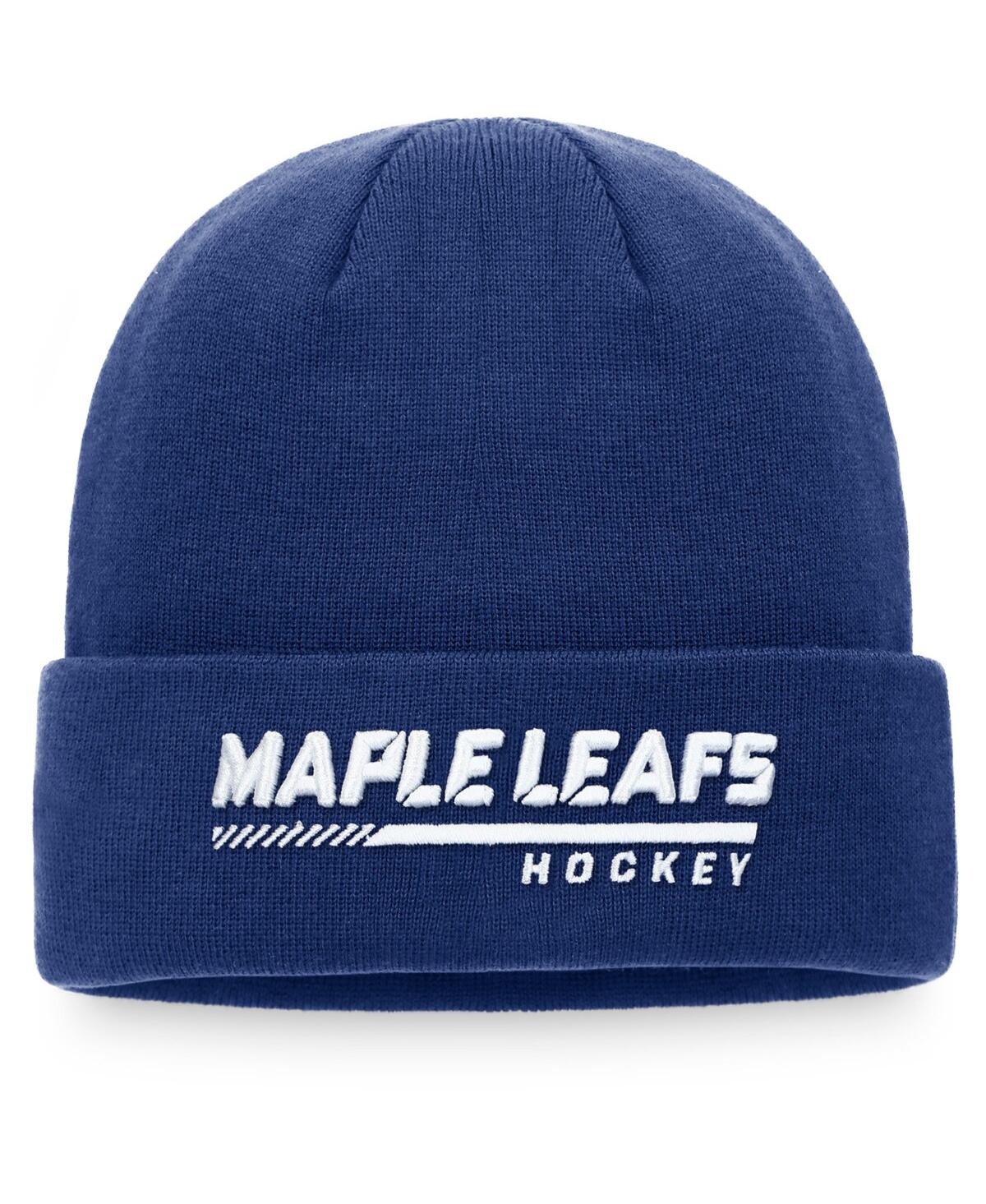 Shop Fanatics Men's  Royal Toronto Maple Leafs Authentic Pro Locker Room Cuffed Knit Hat