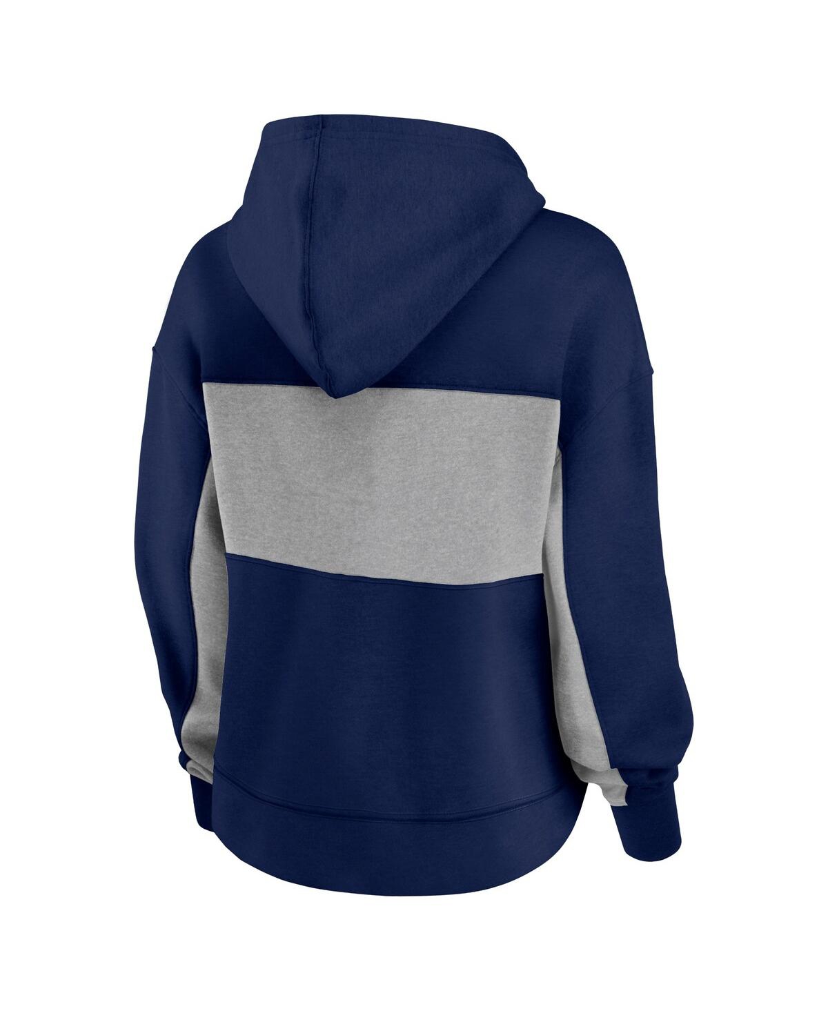 Shop Fanatics Women's  Navy Atlanta Braves Filled Stat Sheet Pullover Hoodie