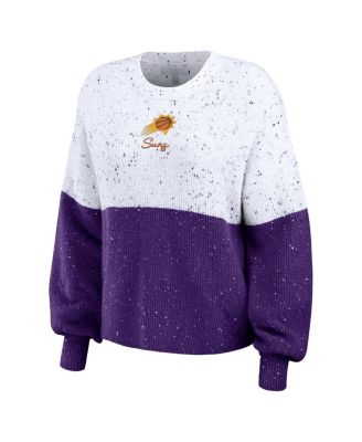 Women's White, Purple Phoenix Suns Color-Block Pullover Sweater