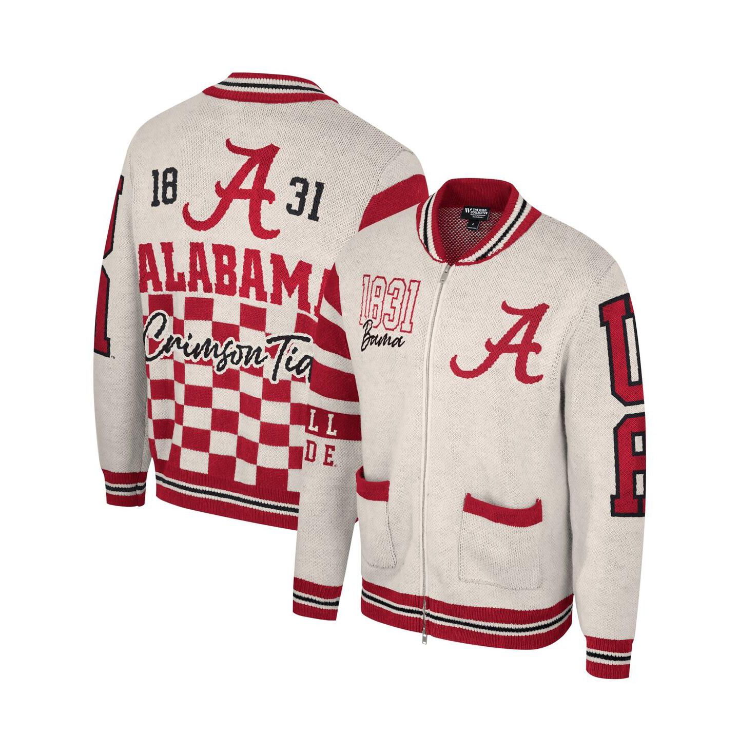 Мужской свитер The Wild Collective and Cream Alabama Crimson Tide Jacquard Full-Zip — фото 1
