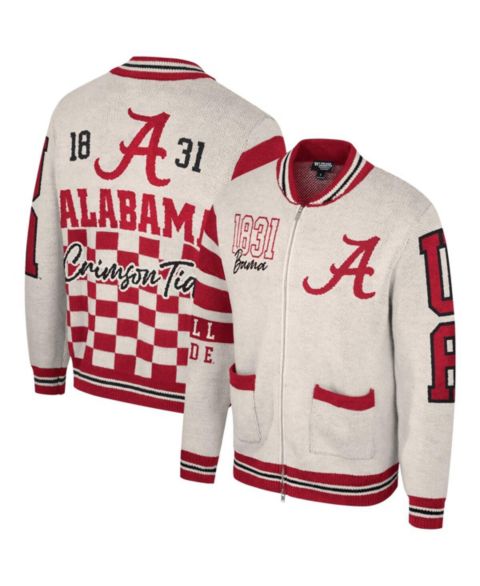 Мужской свитер The Wild Collective and Cream Alabama Crimson Tide Jacquard Full-Zip