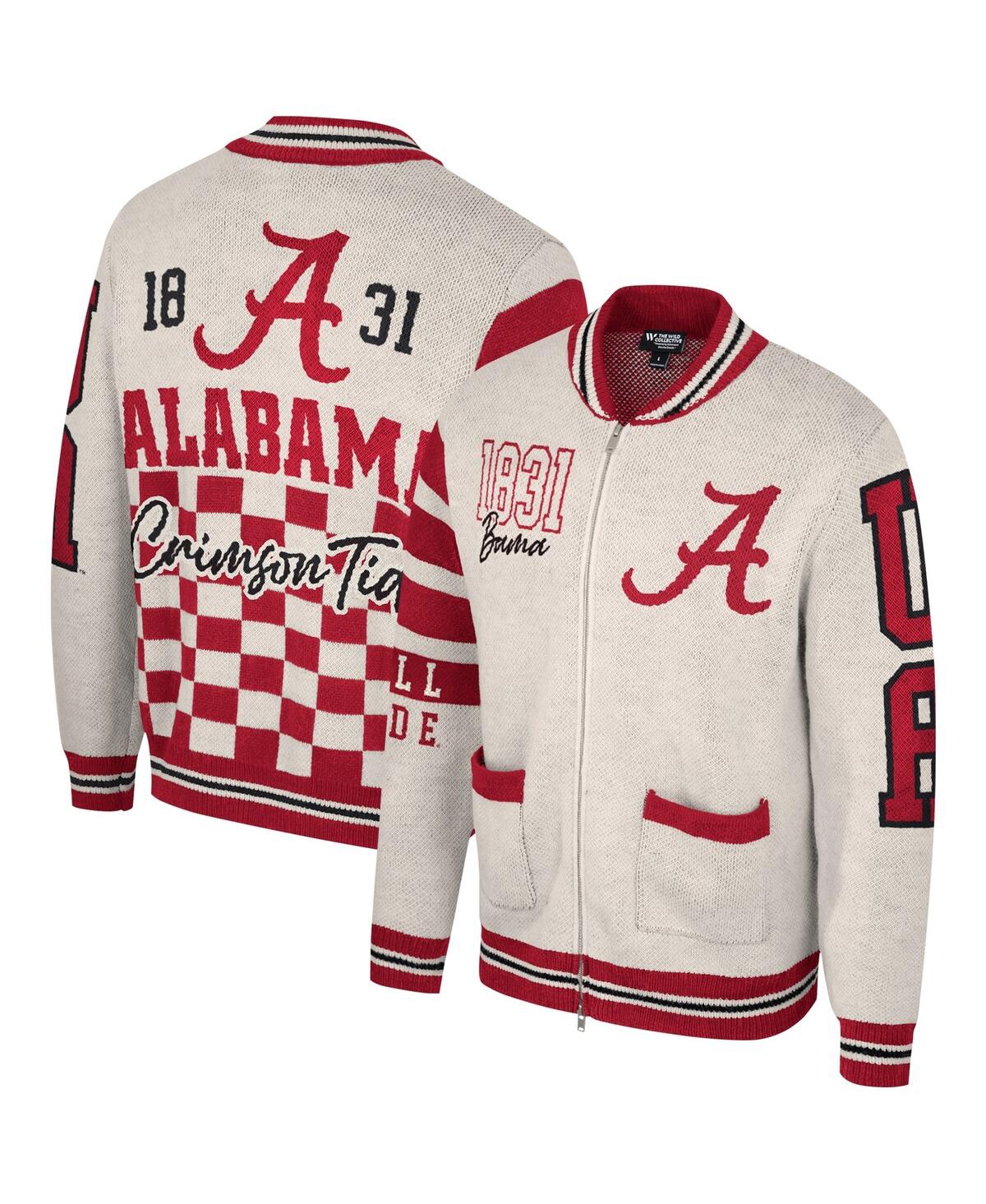 Men's and Women's The Wild Collective Cream Alabama Crimson Tide Jacquard Full-Zip Sweater - Cream