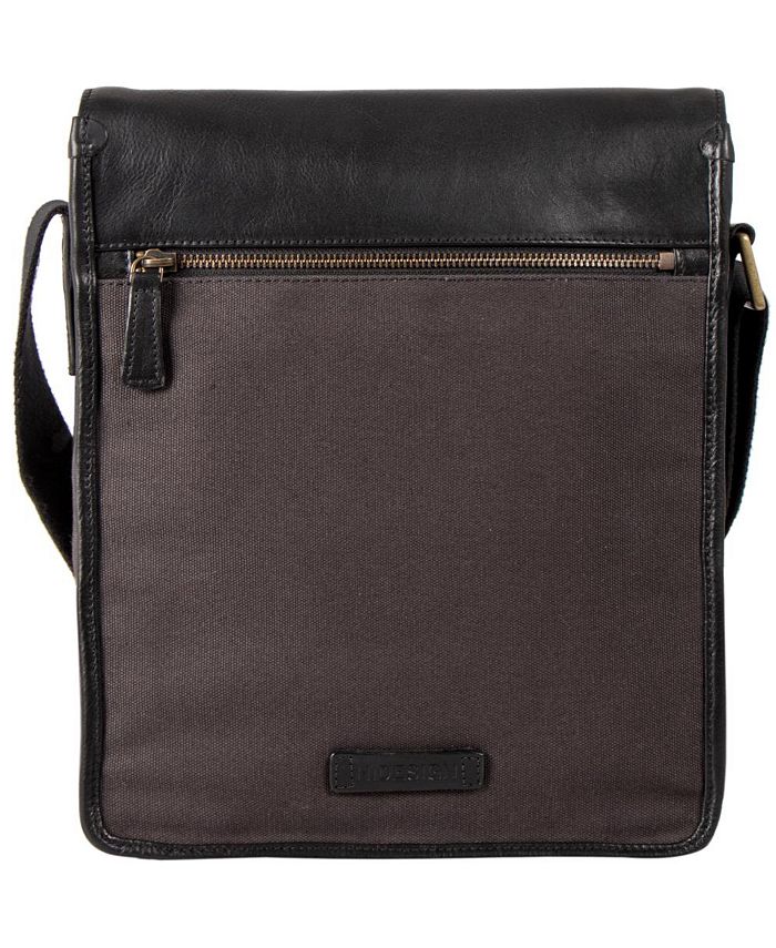Hidesign Aiden Genuine Leather & Canvas Medium Crossbody Unisex