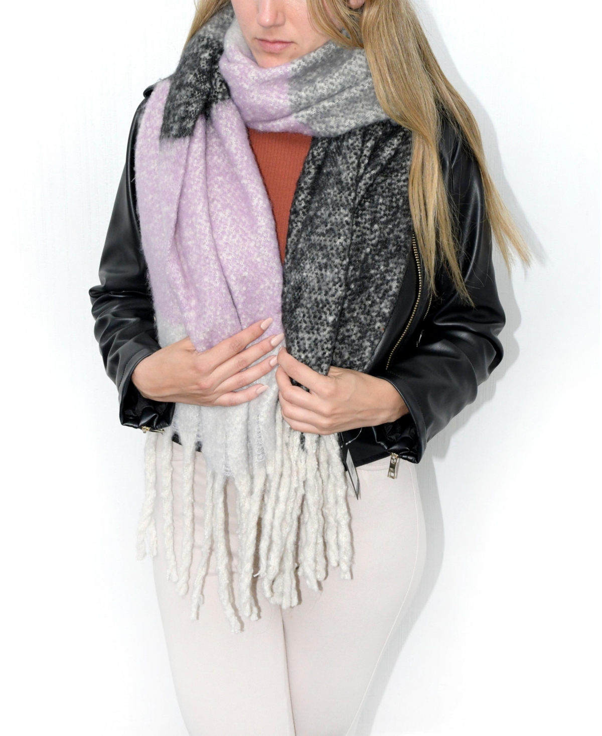 Colorblock Scarf - Grey/lilac