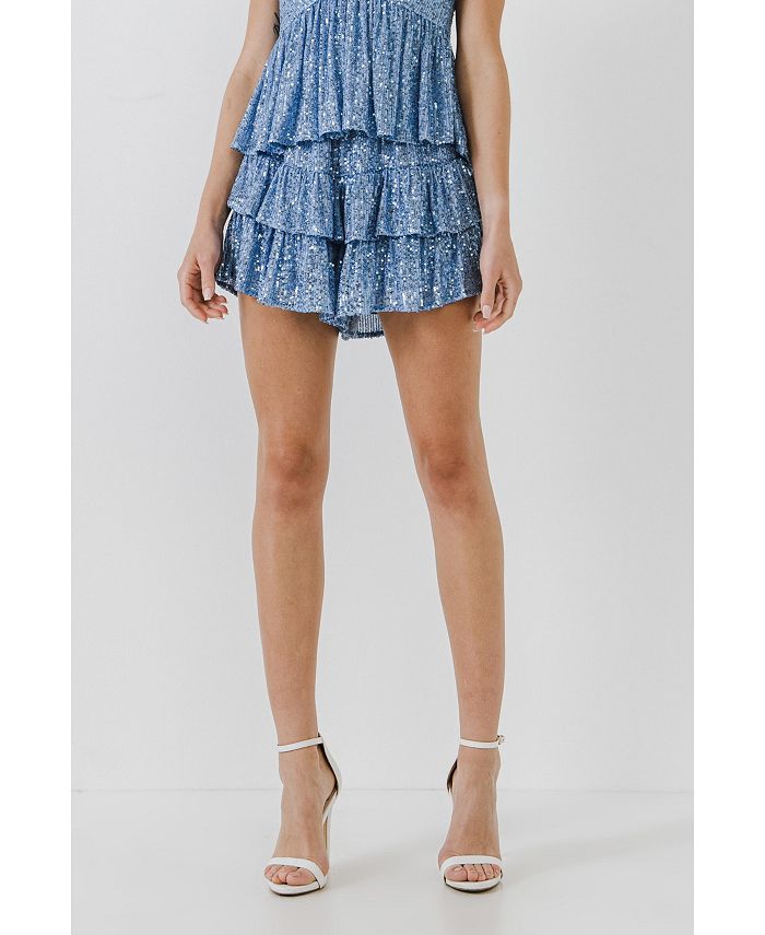 endless rose Women's Sequins Ruffled Skorts Macy's