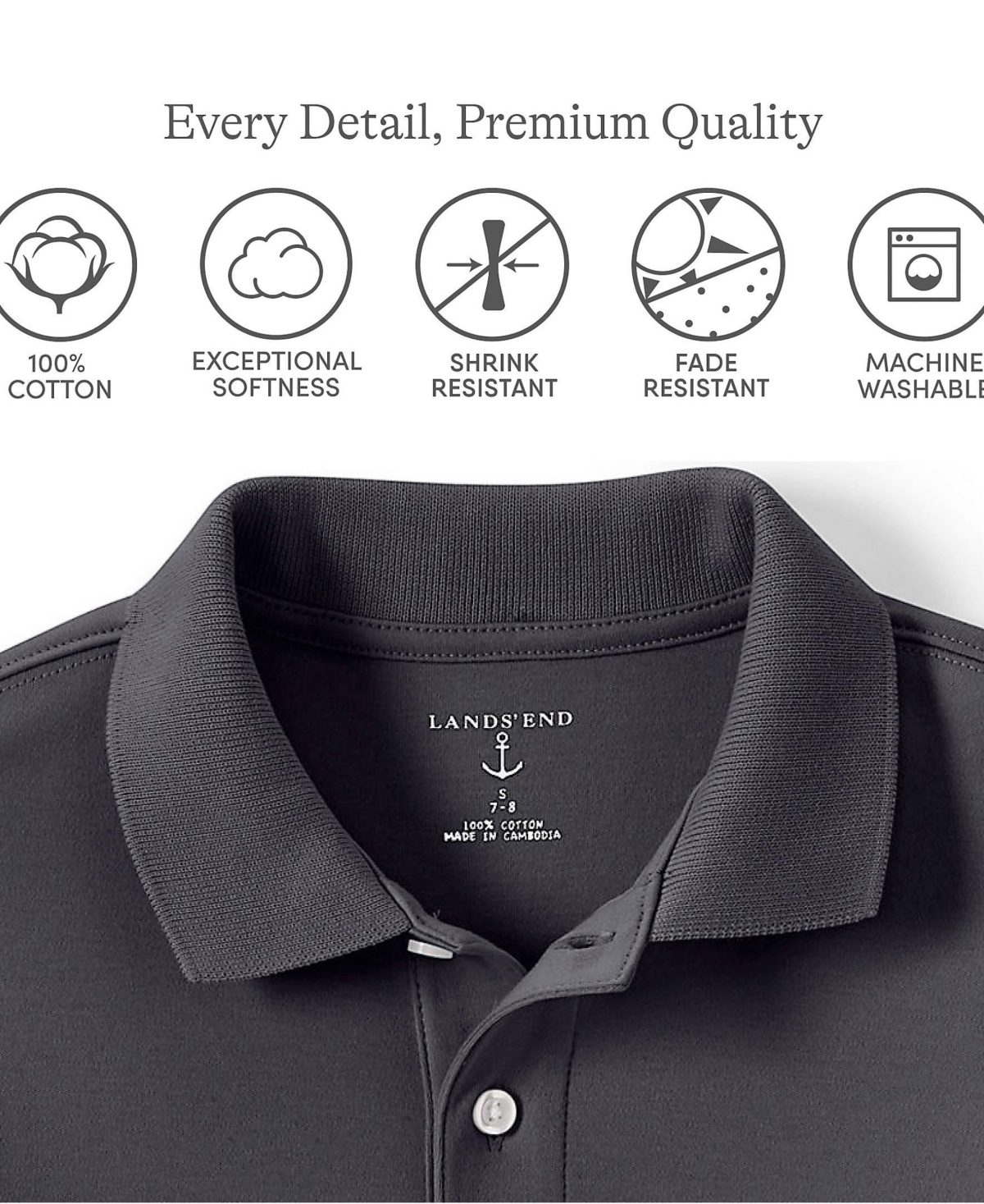 Lands' End Boys Short Sleeve Interlock Polo Shirt