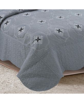 3 Piece Quilted Embroidery Quilts Bedspreads Set Emma Queen