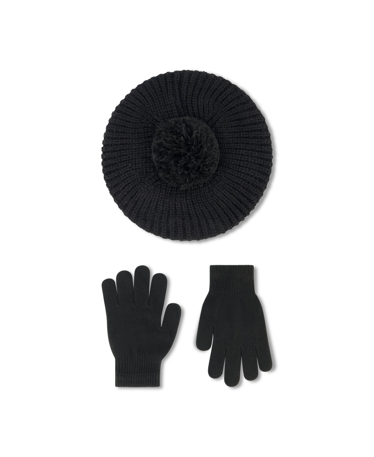 Women's Cozy Yarn Beret and Glove Set - Light blush