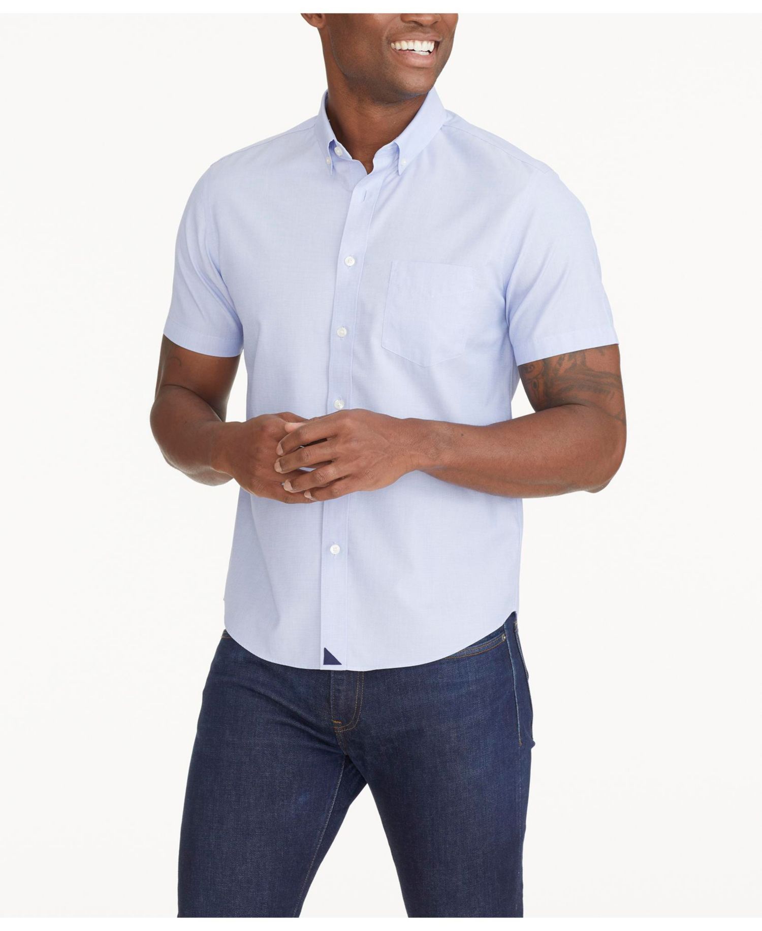 Men's Slim Fit Wrinkle-Free Short-Sleeve Hillstowe Button Up Shirt