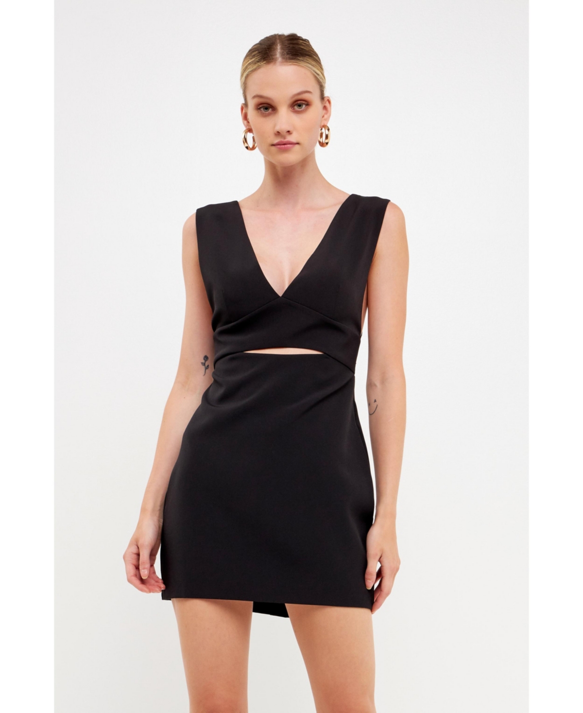 Women's V-neckline Cut-out Detail Mini Dress