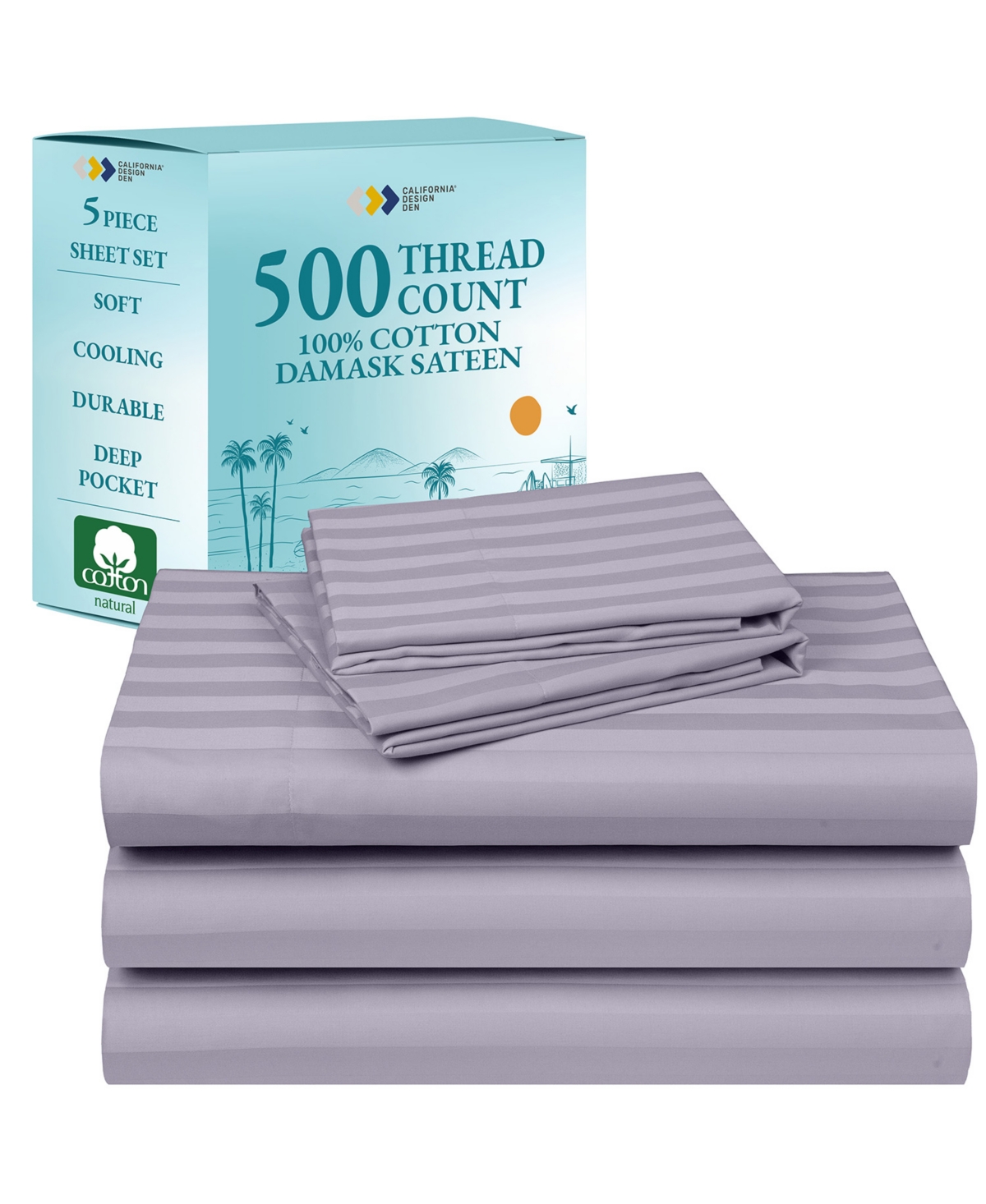 California Design Den 100% Extra Long Staple, 500 Thread Count Sateen Weave Sheet Set