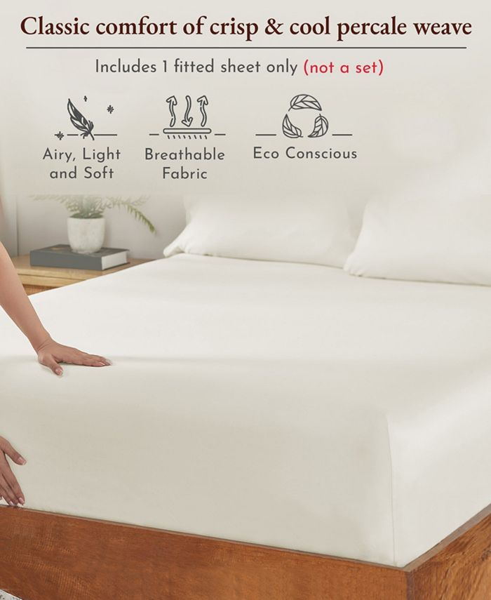 California Design Den Cool Percale Fitted Sheet Only, 100 Organic