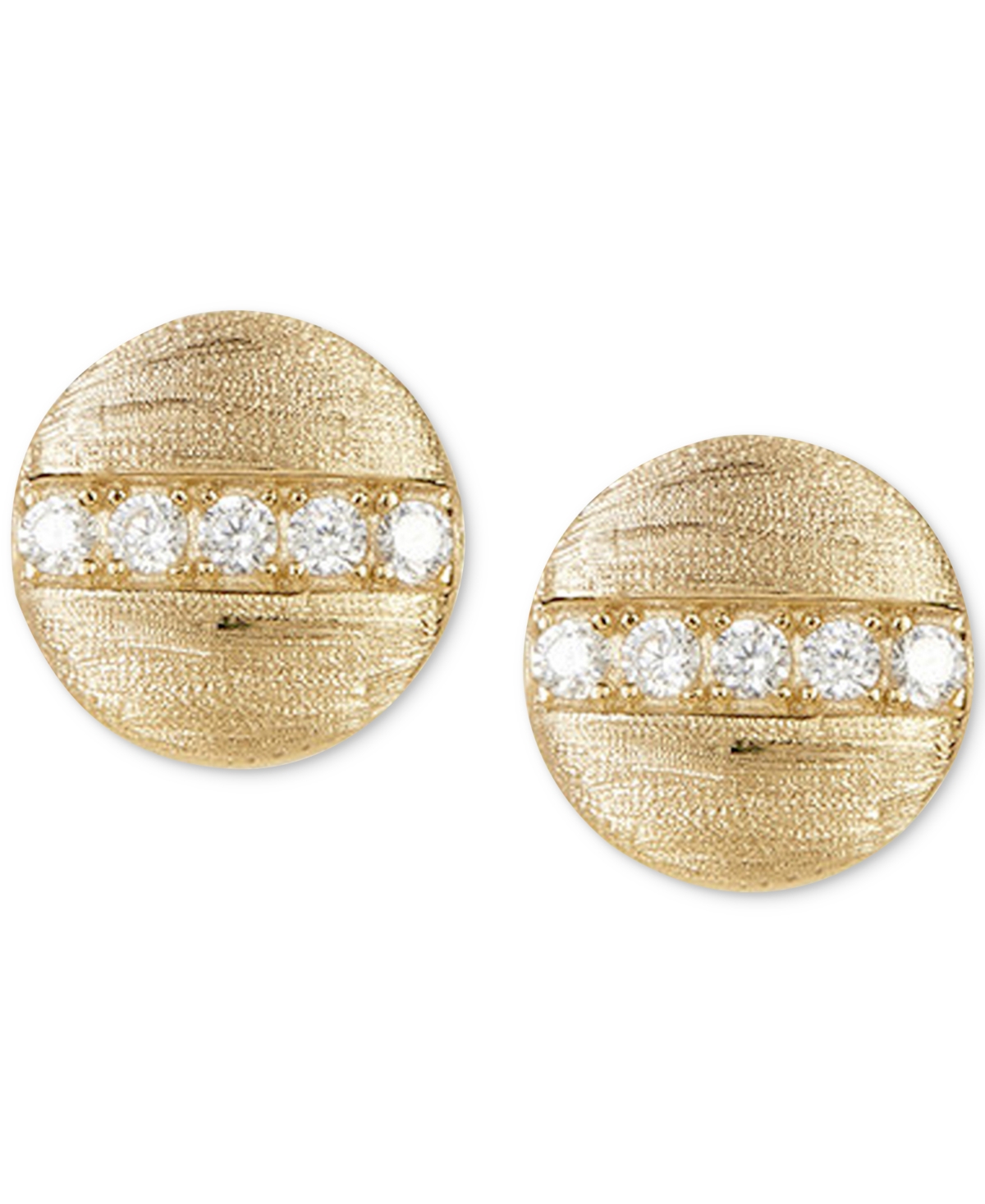 Shop Adornia 14k Gold-plated Pave Line Round Disc Stud Earrings