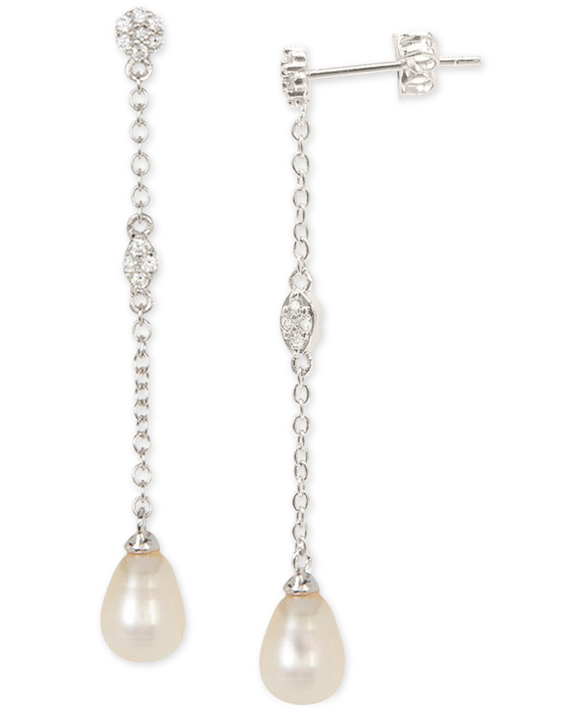 Shop Adornia Silver-tone Freshwater Pearl (7mm) Drop Earrings