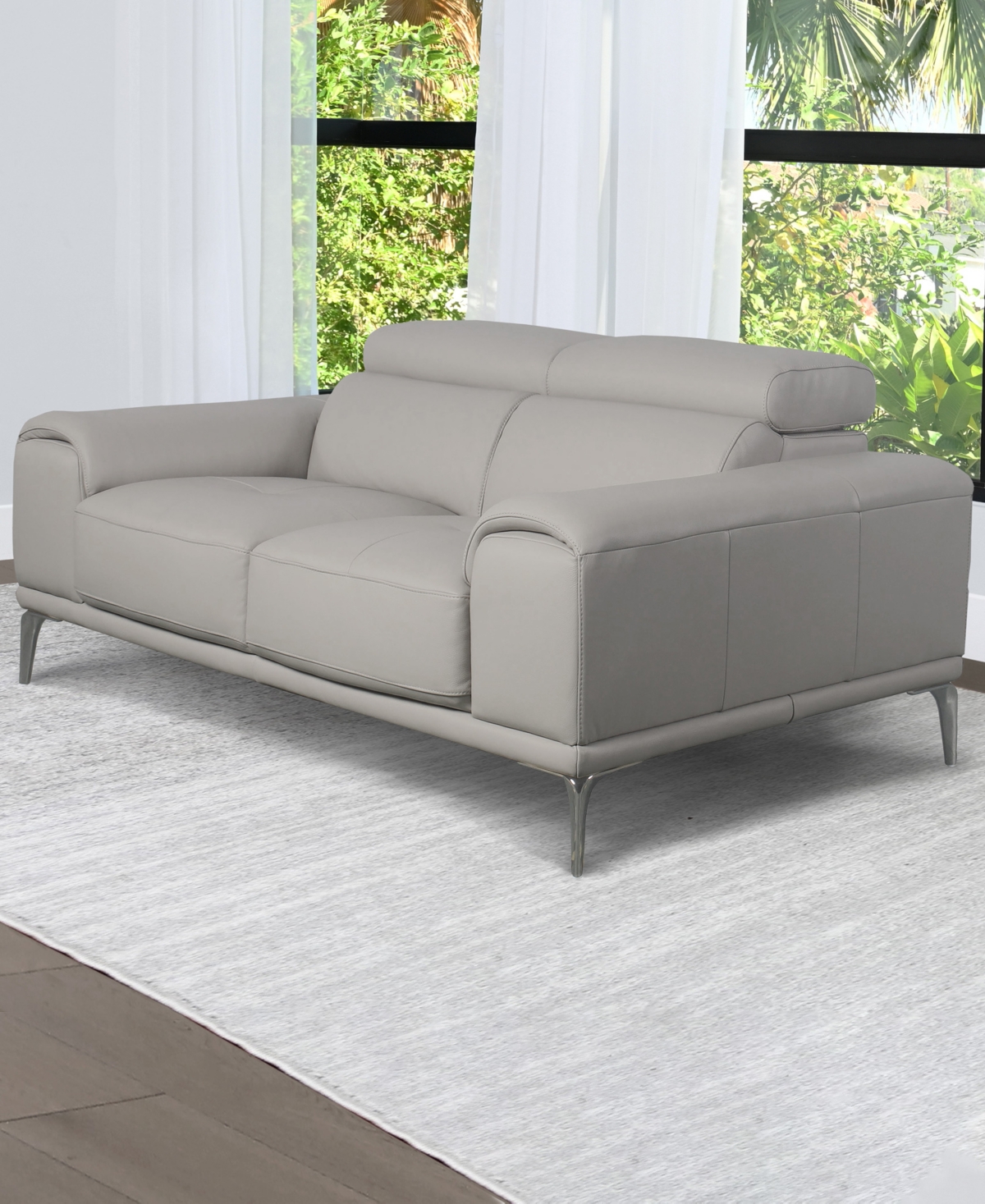 Shop Abbyson Living Quinton 69" Leather Loveseat In Gray