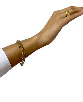 14k Gold-Plated Oversized Paperclip Mixed Chain Bracelet