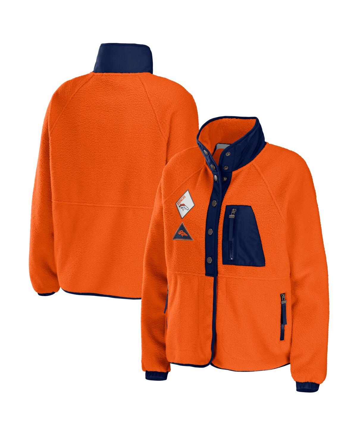 Women's Wear by Erin Andrews Orange Denver Broncos Polar Fleece Raglan Full-Snap Jacket - Orange