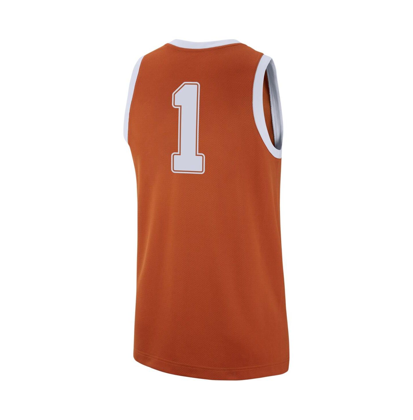 Мужской топ Nike #1 Burnt Orange Texas Longhorns Replica Jersey — фото 2