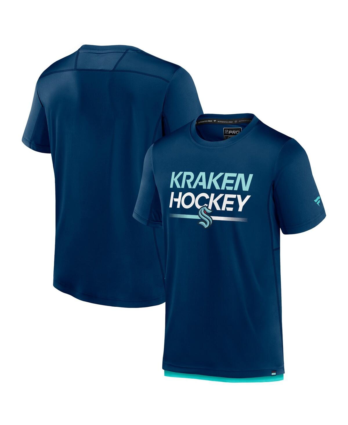 Shop Fanatics Men's  Deep Sea Blue Seattle Kraken Authentic Pro Tech T-shirt