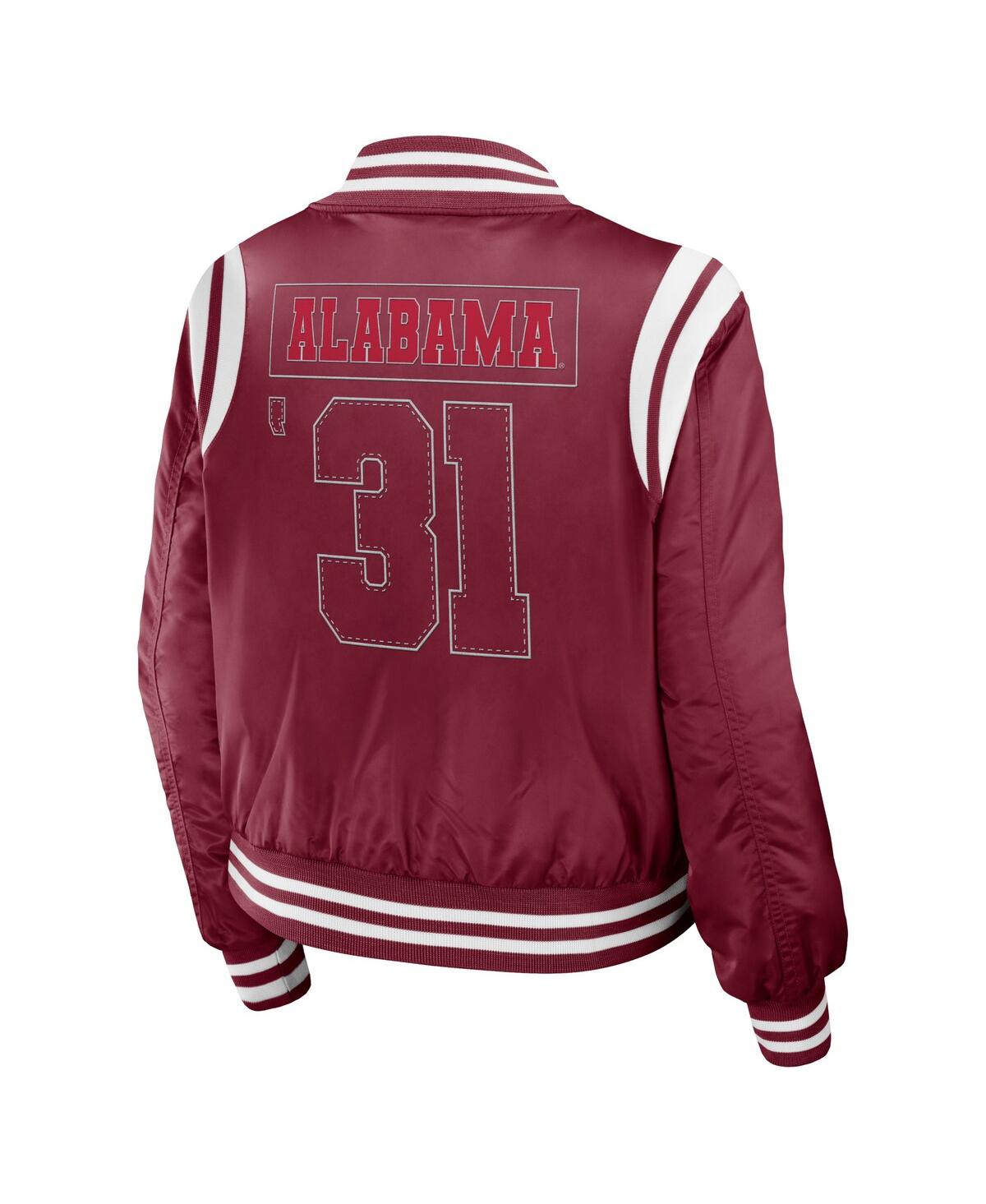 Shop Wear By Erin Andrews Women's  Crimson Alabama Crimson Tide Football Bomber Full-zip Jacket