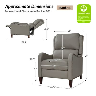 1 piece Leather Pushback Recliner chair