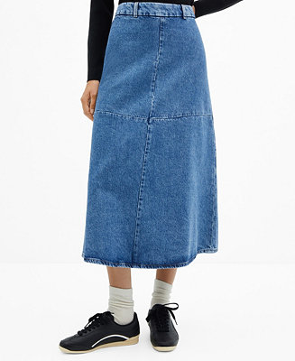 MANGO Women's Midi Denim Skirt - Macy's
