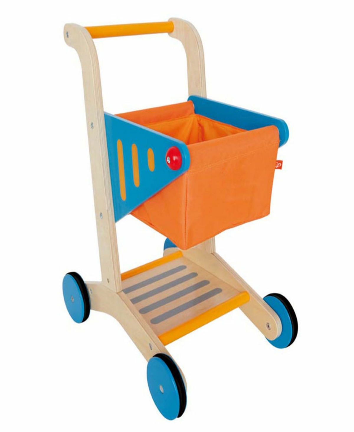 Hape Kids' Wooden Orange Blue Shopping Cart In Multi