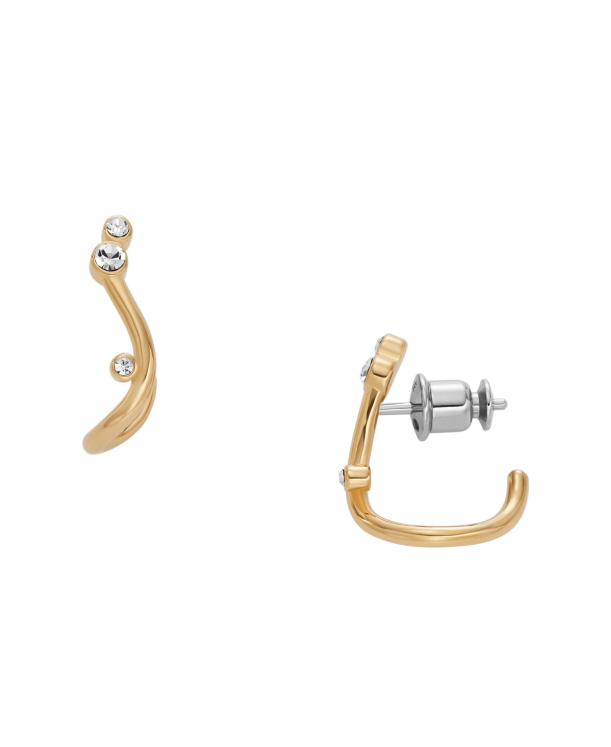 Women's Glitz Wave Gold-Tone Stainless Steel Hoop Earrings - Gold
