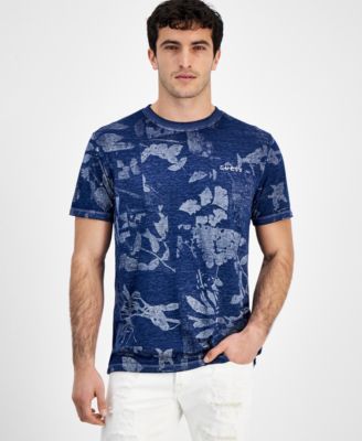 GUESS - Men's Allover Leaf Print Short Sleeve Crewneck T-Shirt