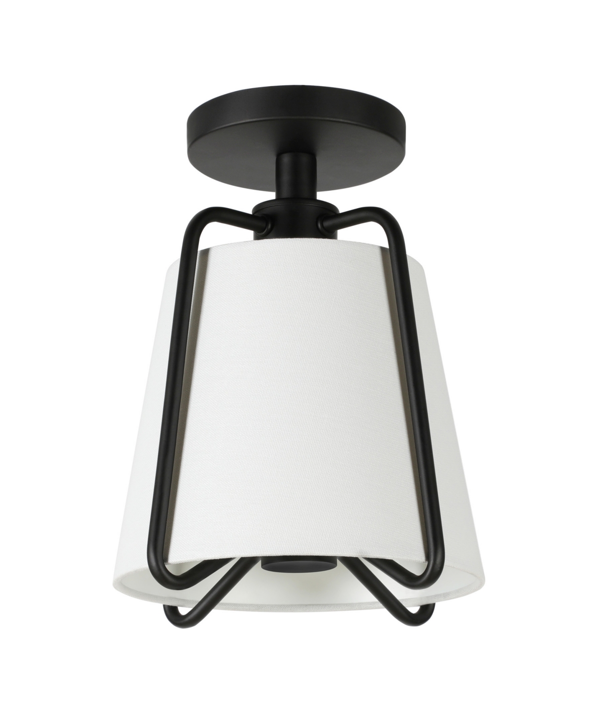 Hudson & Canal Marduk 9.5" Semi Flush Mount With Linen Shade In Blackened Bronze