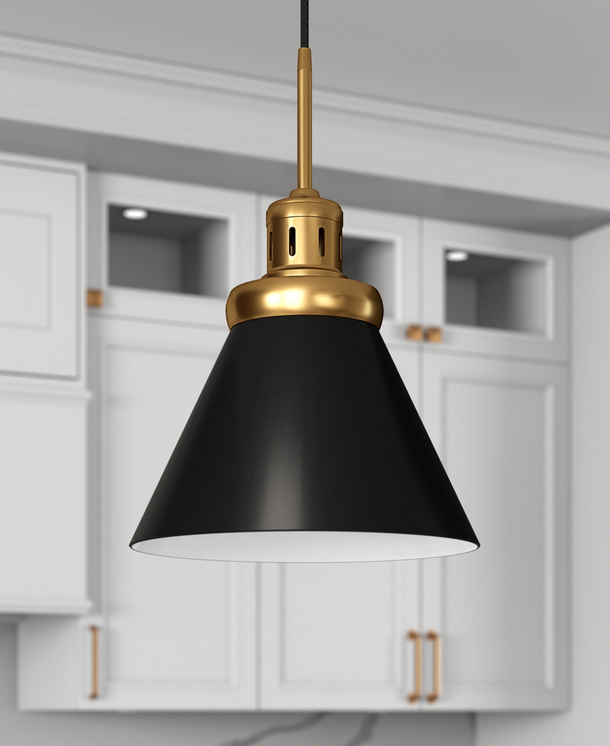 Shop Hudson & Canal Zeno 12" Wide Pendant With Metal Shade In Brushed Brass,blackened Bronze