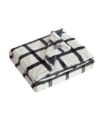 CLOSEOUT! Plaid Faux Fur Throw, 50" x 60"