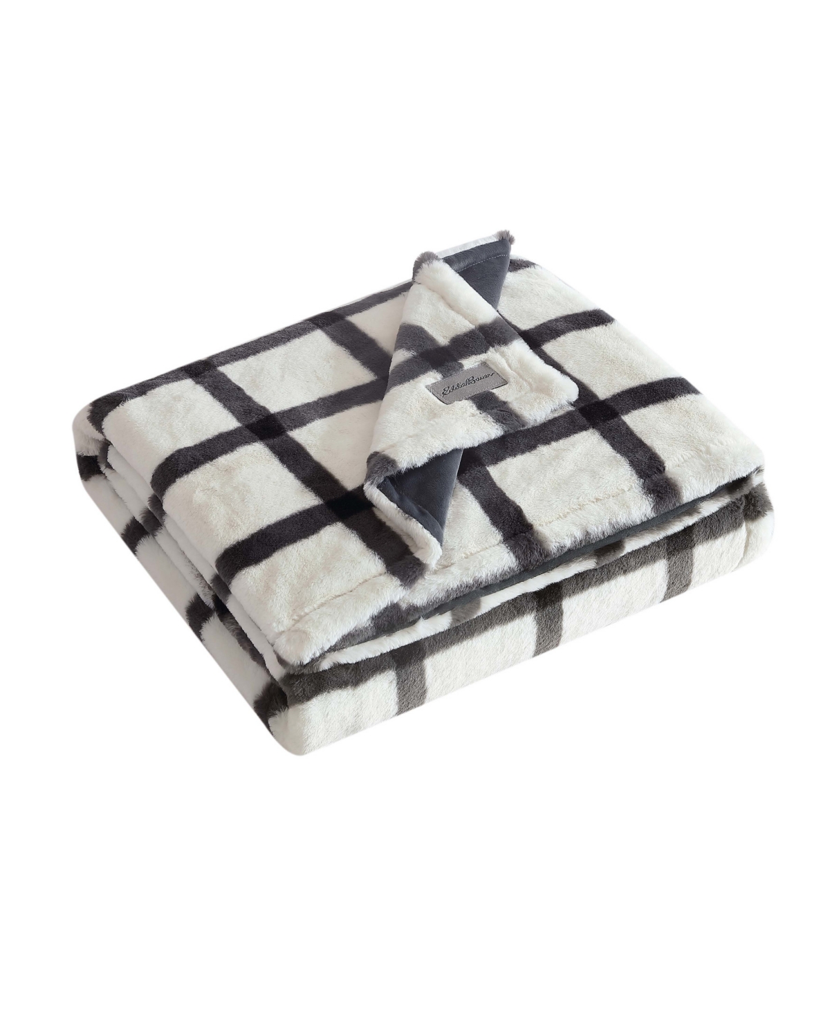 Eddie Bauer Plaid Faux Fur Throw, 50" x 60"