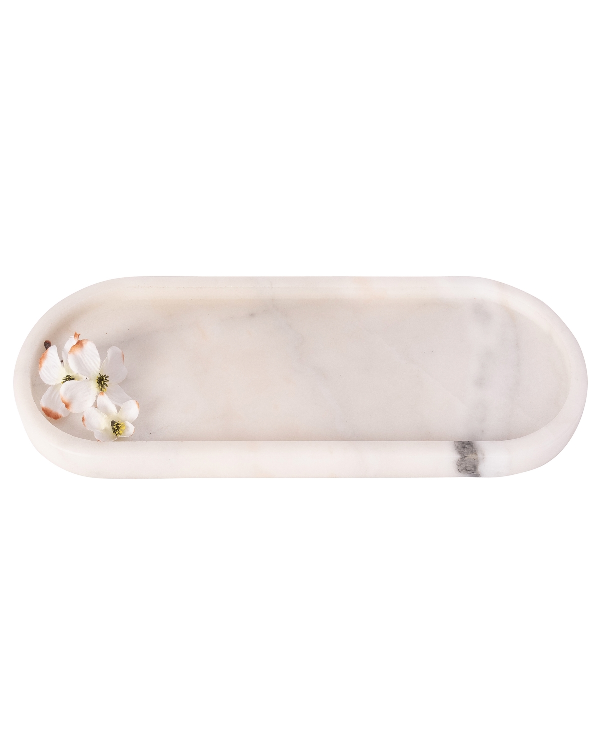 Artifacts Trading Company Marble Runway Tray, 16" X 6" X 0.3" In White Matte