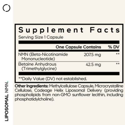 Liposomal NMN & Betaine Anhydrous TMG Capsules Supplement, NAD?+? Precursor, 30 ct