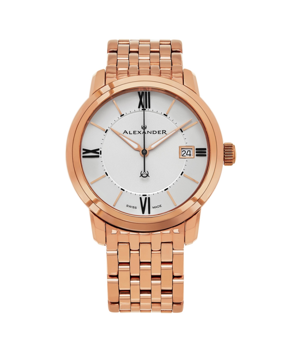 Men's Macedon Rose-Gold Stainless Steel , White Dial , 40mm Round Watch - Rose-gold