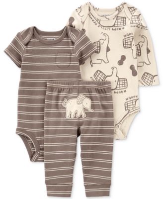 Carter's - Baby Boys Elephant Little Character Cotton Bodysuits and Pants, 3 Piece Set