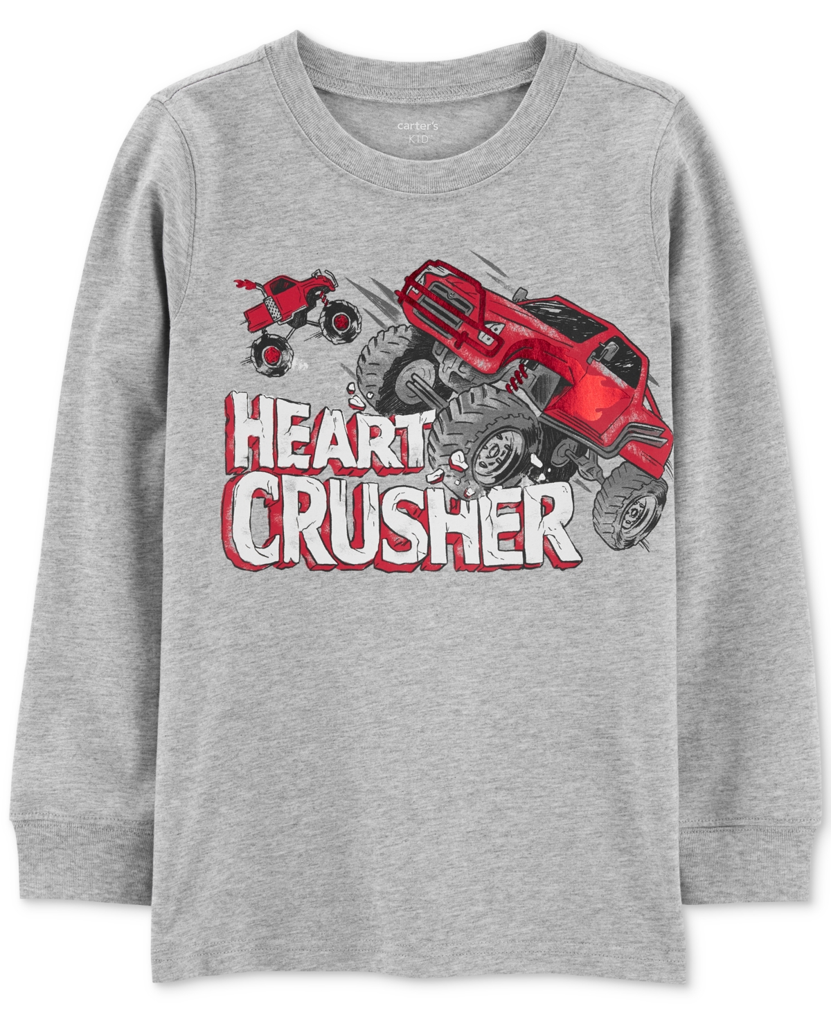 Carter's Kids' Big Boys Heart Crusher Truck Graphic T-shirt In Grey