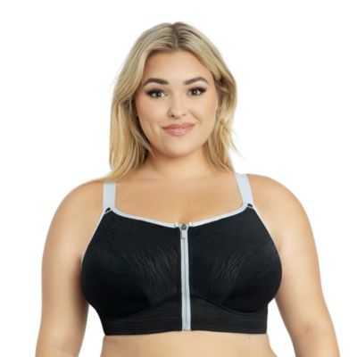 Plus Size Wave Wire-free Zip Front Sports Bra