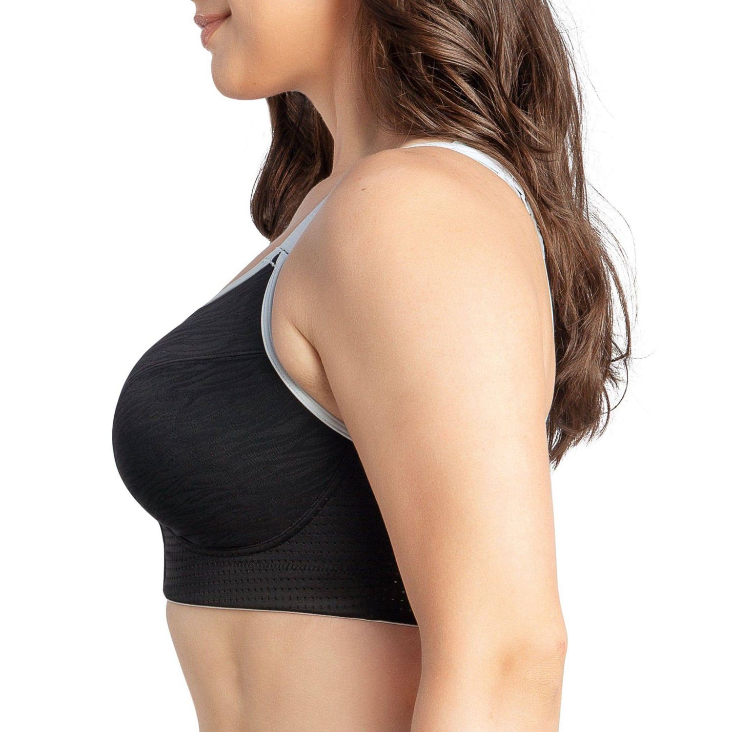 Plus Size Wave Wire-free Zip Front Sports Bra