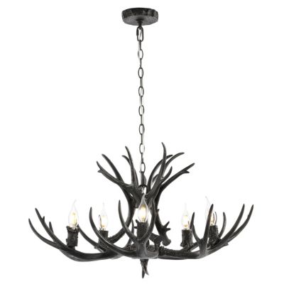 Eldora 49" 10-Light Rustic Farmhouse Adjustable Resin Antler LED Chandelier, Beige