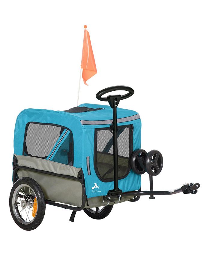Aosom 2in1 Pet Bike Trailer for Small Dogs with Safety Leash, Road